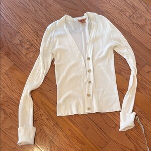 Tory Burch white Ribbed Knit Top